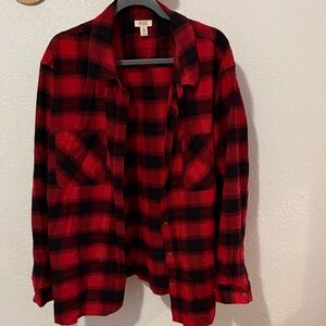 a.n.a Red and Black Plaid Shirt Jacket